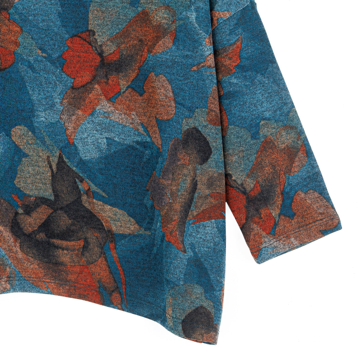Clara Sun Woo Autumn Foliage Side Tipped Sweater in Turquoise Brown