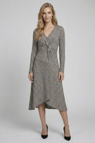 Doe & Rae Stripe Jacquard Twist Midi Dress 28528D in Blue Charcoal - view 2