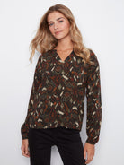 Ikat Printed Popover Blouse