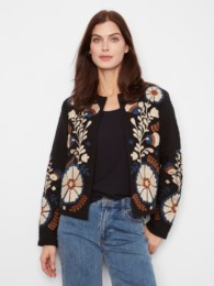 Poem Embroidered Cotton Open-Front Jacket