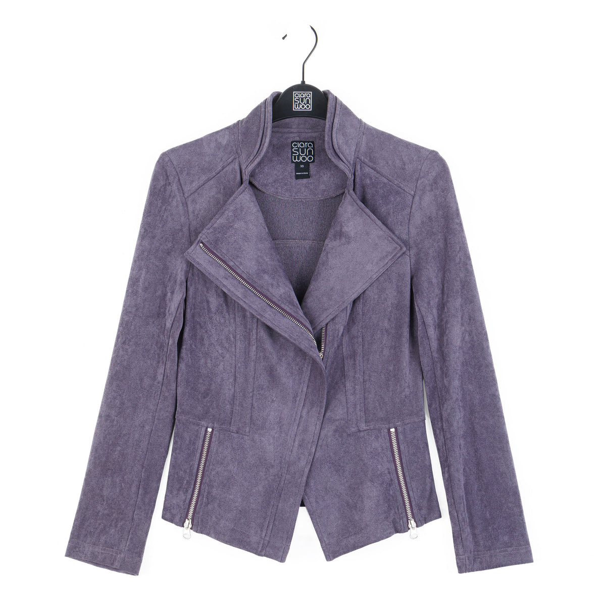 Clara Sun Woo Soft Suede Signature Jacket in Violet