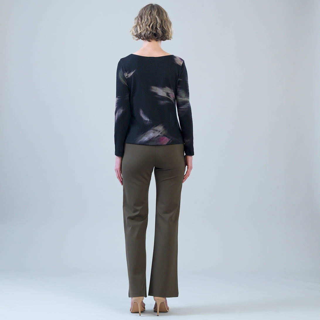 Clara Sun Woo Shadow Brush Side Tie Sweater in Black Multi