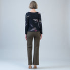 Clara Sun Woo Shadow Brush Side Tie Sweater in Black Multi