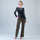 Clara Sun Woo Shadow Brush Side Tie Sweater in Black Multi