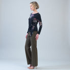 Clara Sun Woo Shadow Brush Side Tie Sweater in Black Multi
