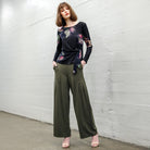 Clara Sun Woo Shadow Brush Side Tie Sweater in Black Multi