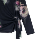 Clara Sun Woo Shadow Brush Side Tie Sweater in Black Multi