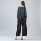 Clara Sun Woo Autumn Foliage Side Tipped Sweater in Turquoise Brown