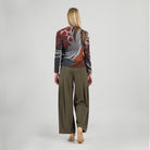 Clara Sun Woo Abstract Harvest Loop Front Sweater in Olive Tan