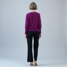 Clara Sun Woo Heathered Boat Neck Blouson Sweater in Magenta