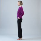 Clara Sun Woo Heathered Boat Neck Blouson Sweater in Magenta