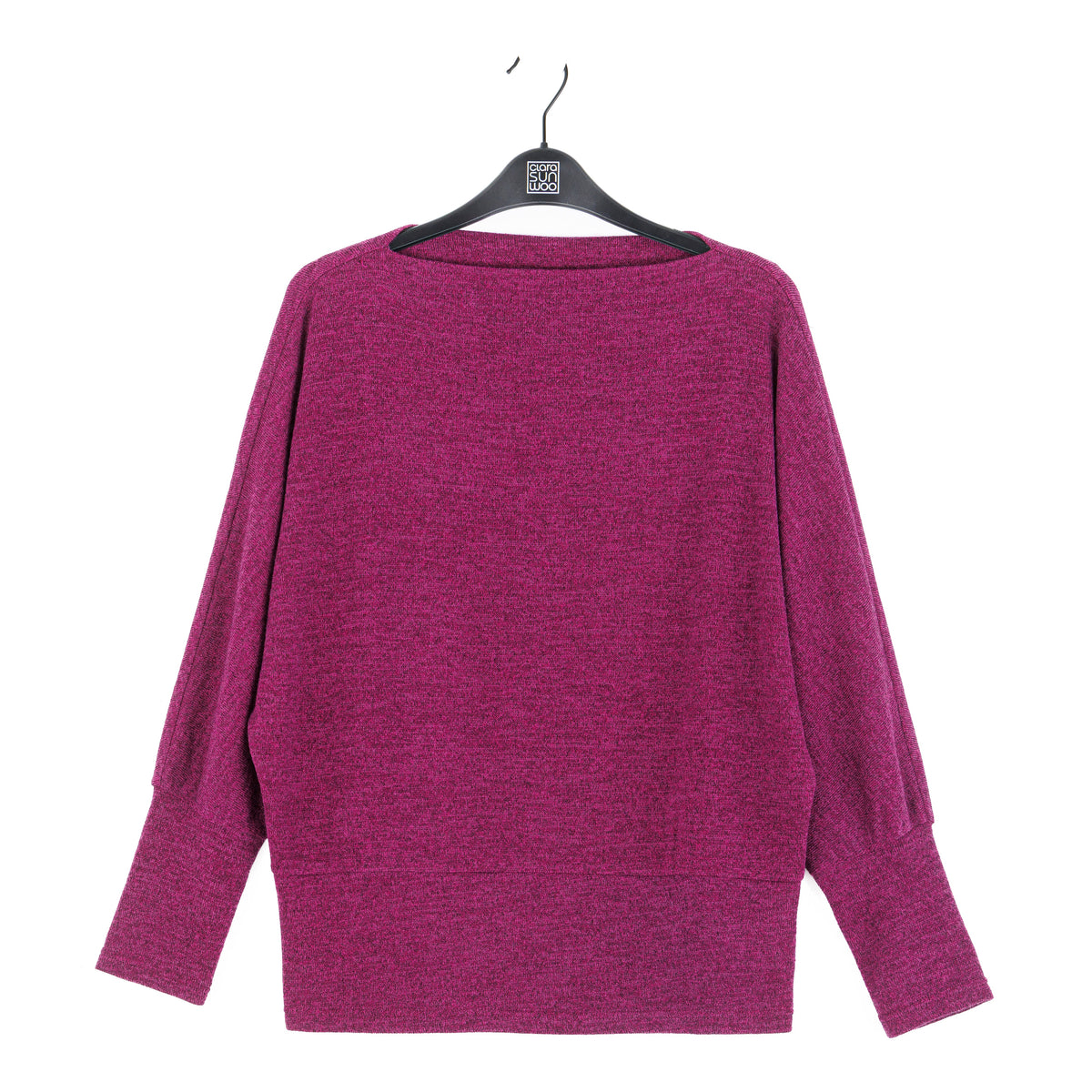 Clara Sun Woo Heathered Boat Neck Blouson Sweater in Magenta