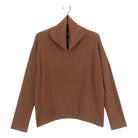 Clara Sun Woo Lounge Knit Tipped Hem Sweater in Camel