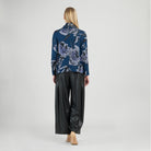 Clara Sun Woo Rose Sketch Tipped Hem Sweater in Navy Black