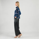 Clara Sun Woo Rose Sketch Tipped Hem Sweater in Navy Black