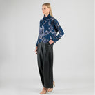 Clara Sun Woo Rose Sketch Tipped Hem Sweater in Navy Black