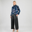 Clara Sun Woo Rose Sketch Tipped Hem Sweater in Navy Black