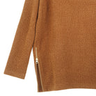 Clara Sun Woo Plush Ribbed Zipper Vent Tunic Sweater in Camel